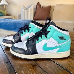 Nike Air Jordan Teal and Black High-Top Sneakers